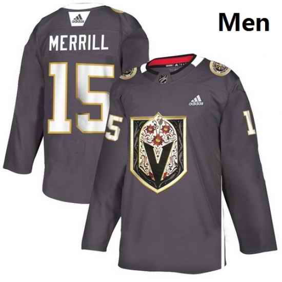 Vegas Golden Knights 15 Jon Merrill Gray Dia De Los Muertos Adidas Jersey